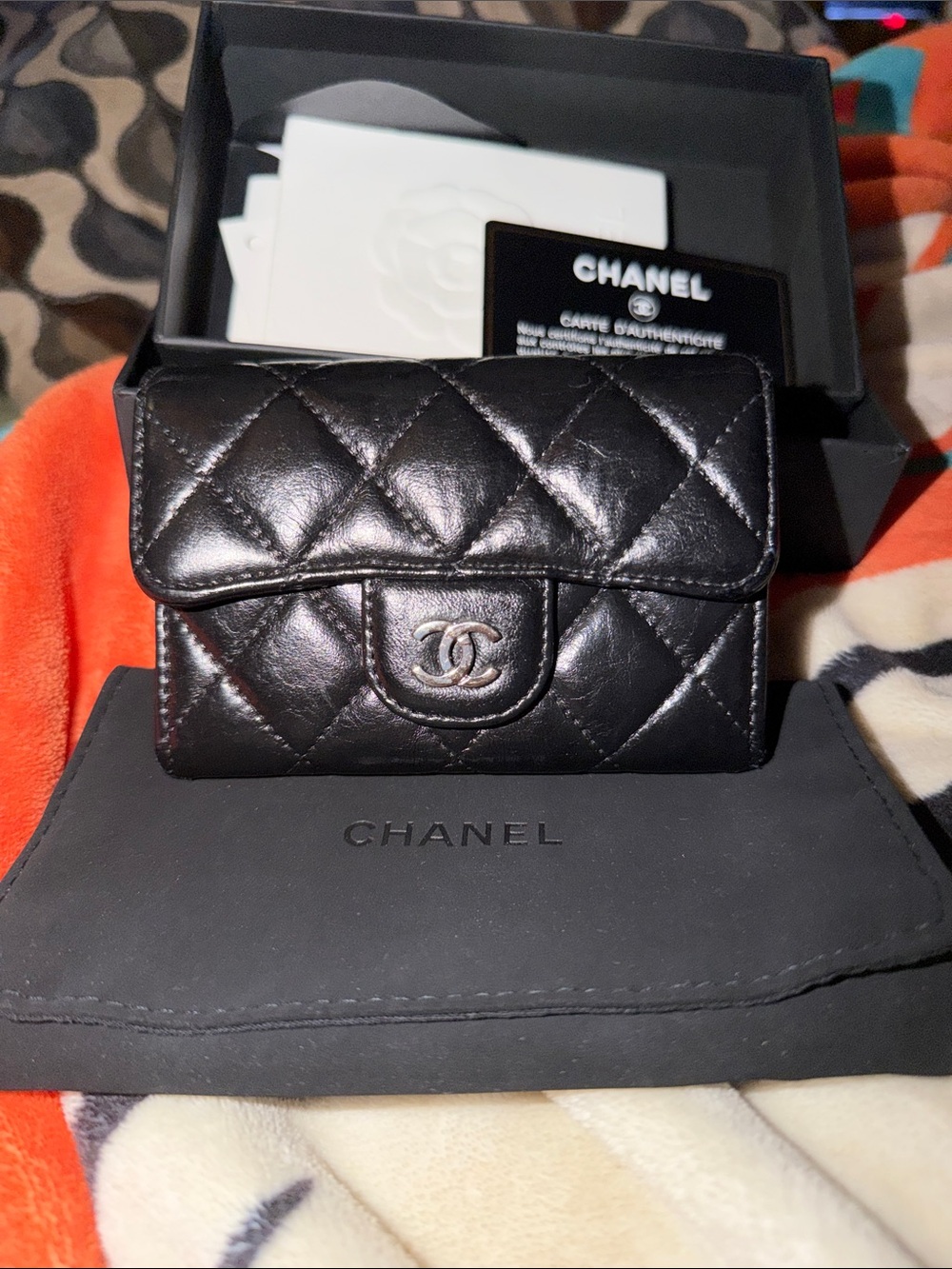 Chanel lambskin coin wallet
